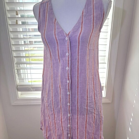 Marine Layer Dresses & Skirts - Marine Layer Lake Tank Dress In Lavender Red Stripe Linen Blend Coverup size S
